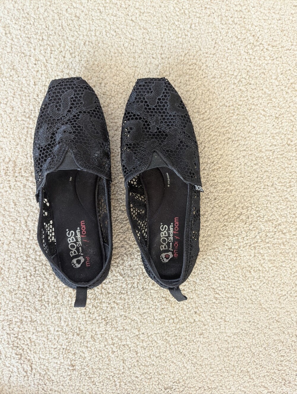 BOBS from Skechers Black Lace Slip-On Shoes